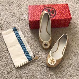 Tory Burch Reva Raffia Straw Flats